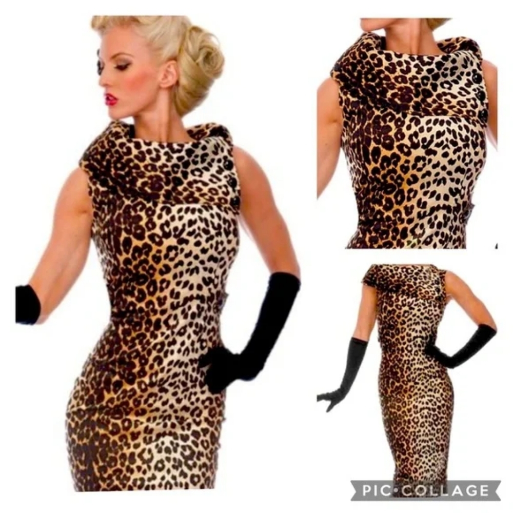 Voodoo Vixen Tan and Black Animal Print Dress